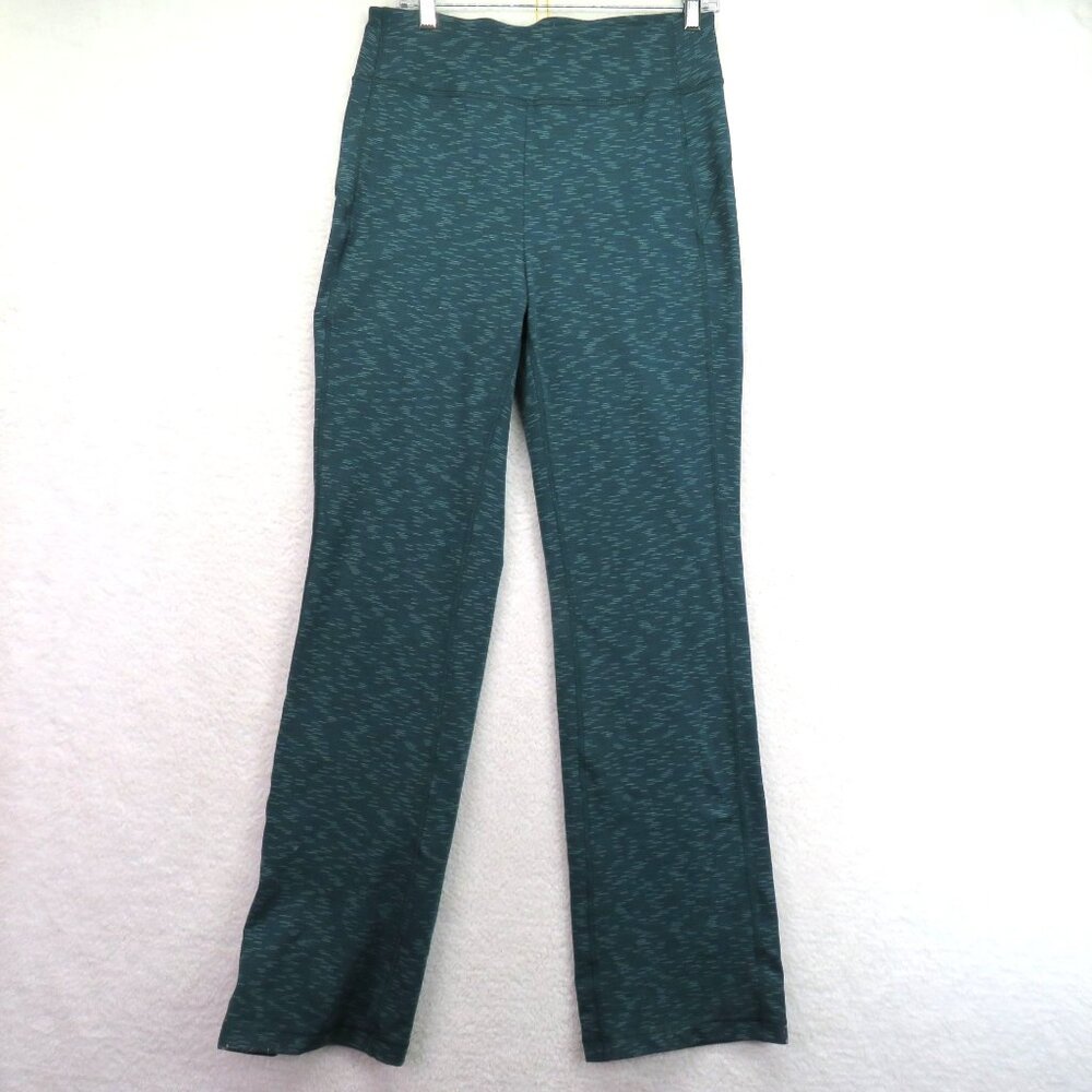 Duluth‎ Pants Womens Size Small Length 33 Teal Green Striped High Waisted Yoga